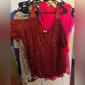 Siren Lily Sparkling Ruby Sequin Blouse